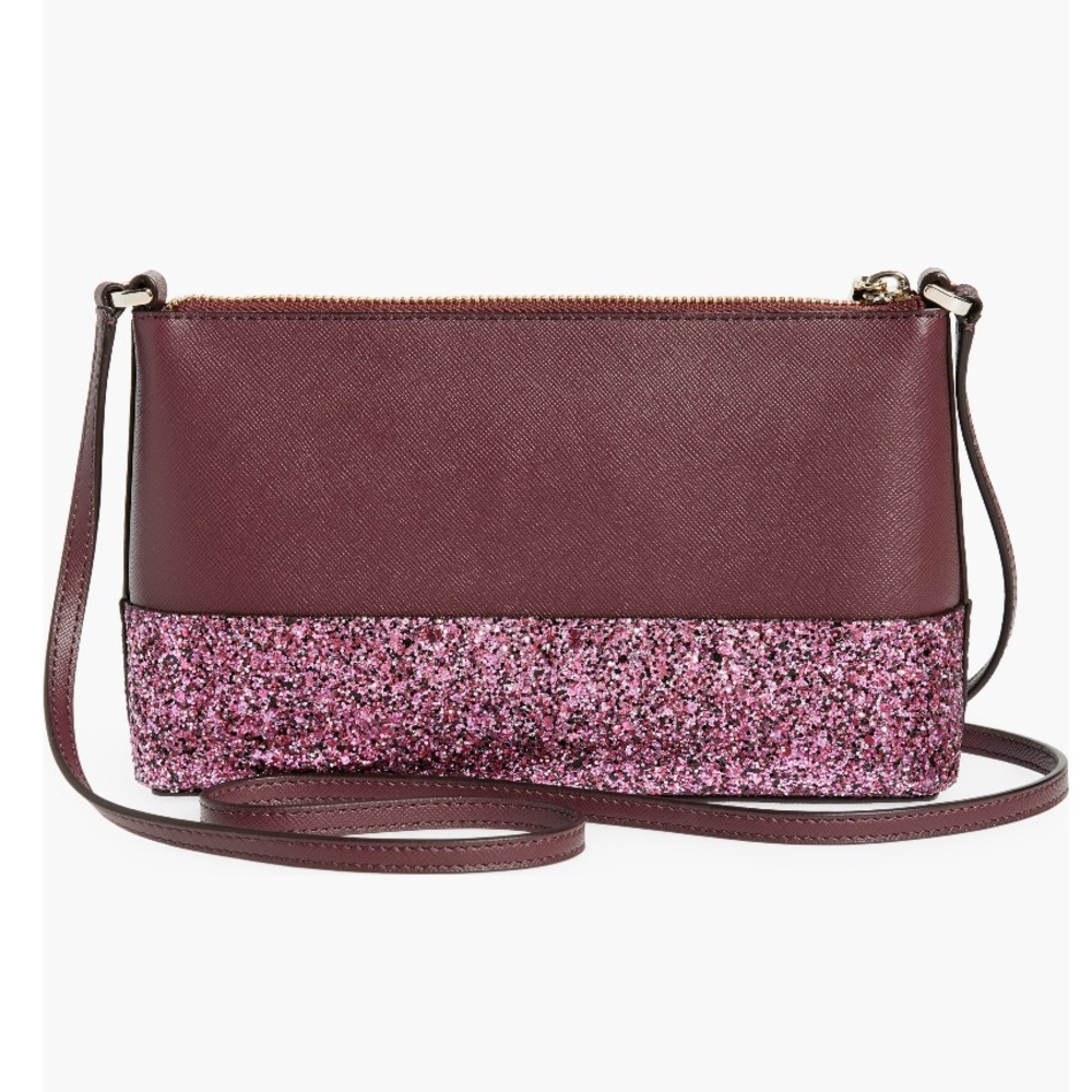 🛑 1 hour sale. NWT. Kate Spade Pink Purple Glitter Crossbody Bag - Picture 3 of 14
